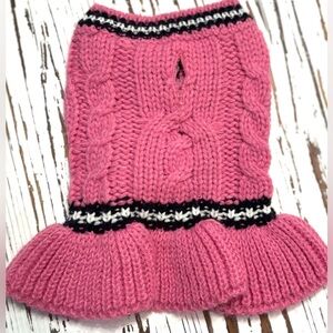 Pink Knit Dog Sweater LG